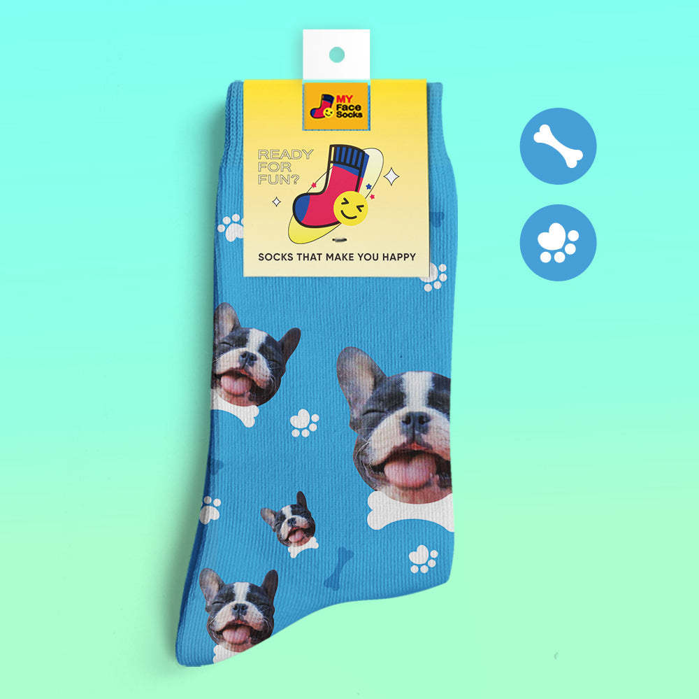 Custom 3D Digital Printed Socks My Face Socks Add Pictures and Name - I Love My Dog