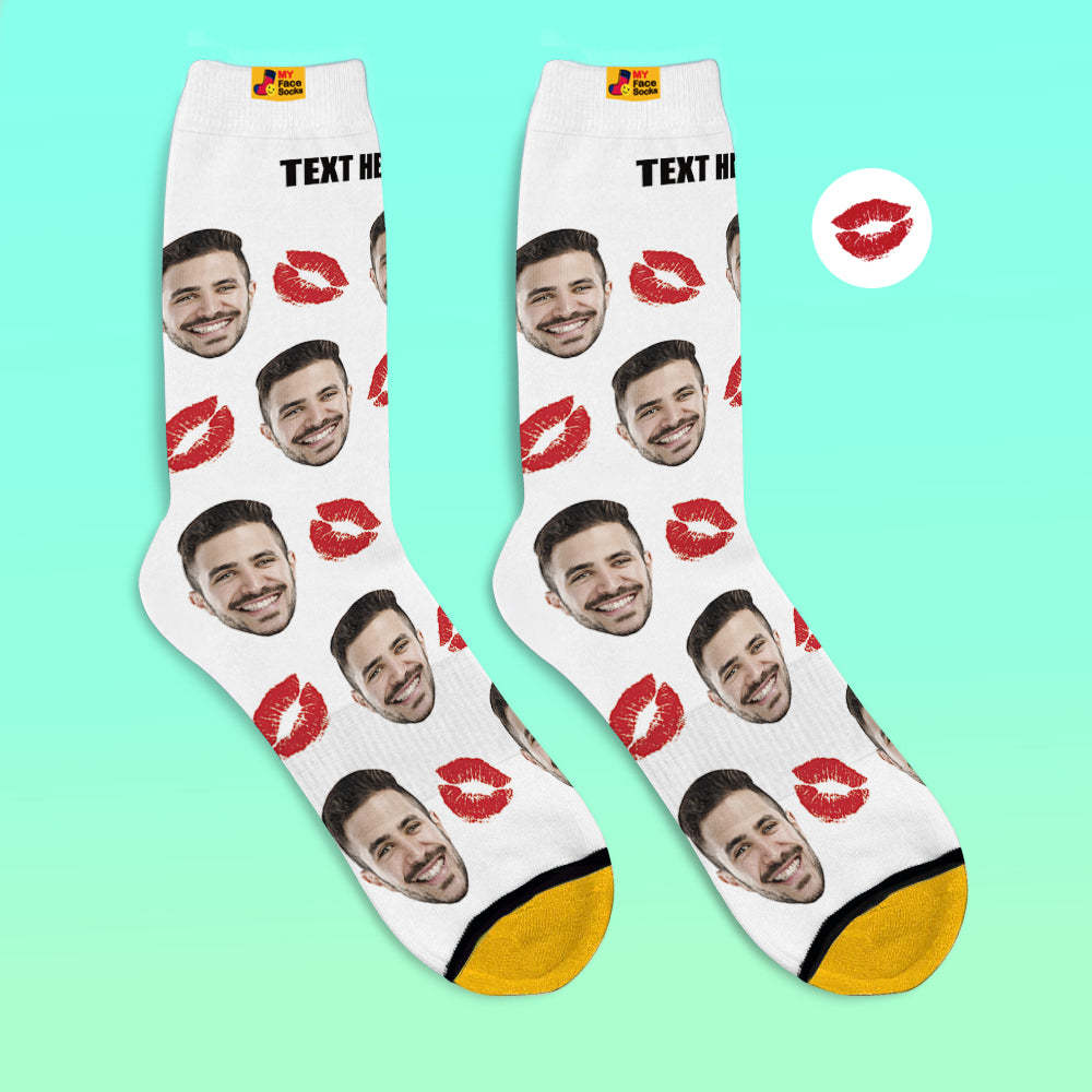 Custom 3D Digital Printed Socks Personalized Socks Add Pictures and Name Kiss