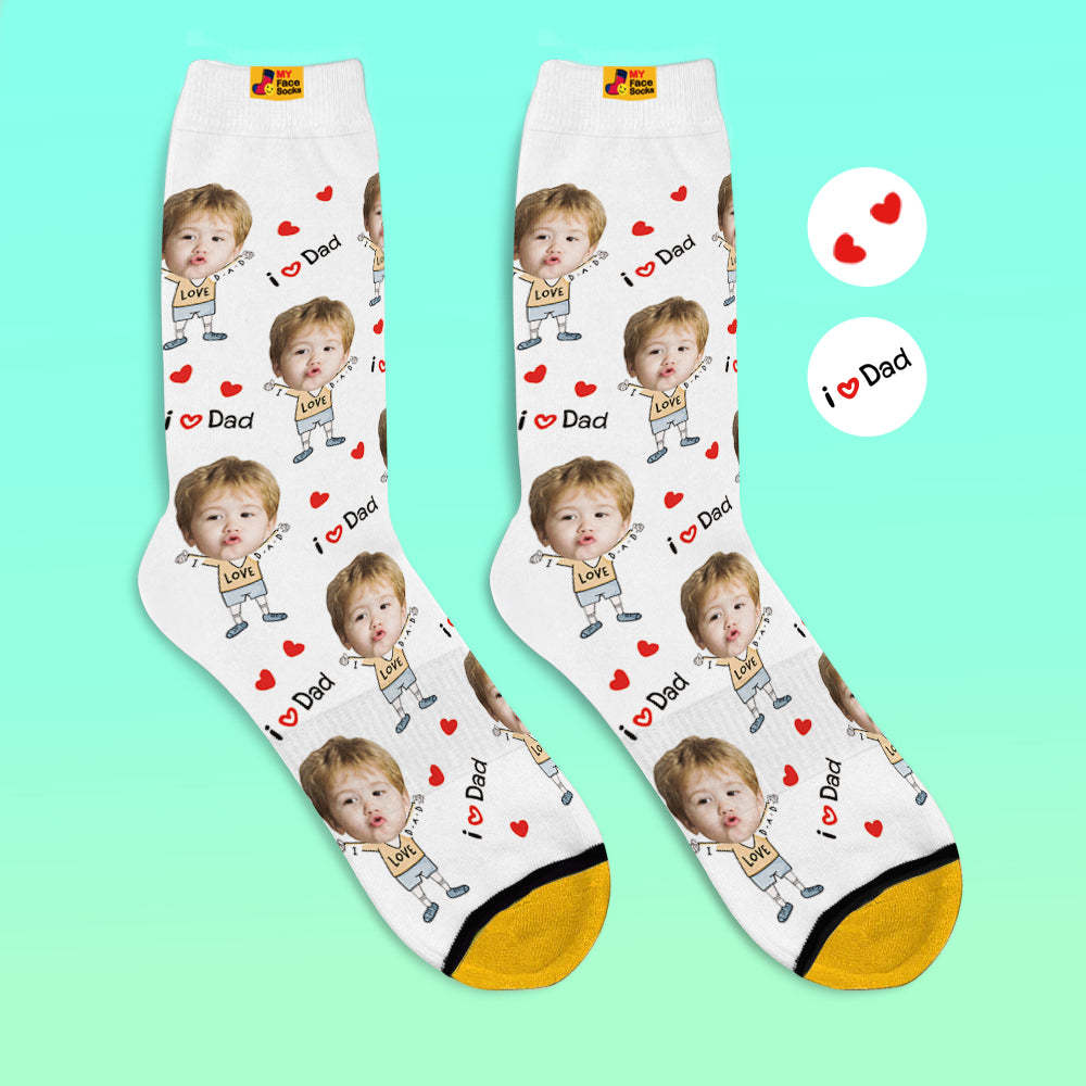 Custom Face Socks Photo 3D Digital Printed Socks I Love Dad