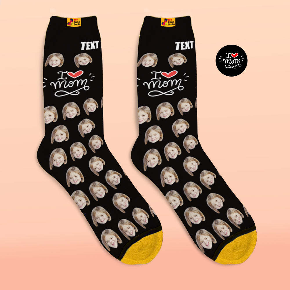 Custom 3D Digital Printed Socks Gifts for Mother I Love Mom