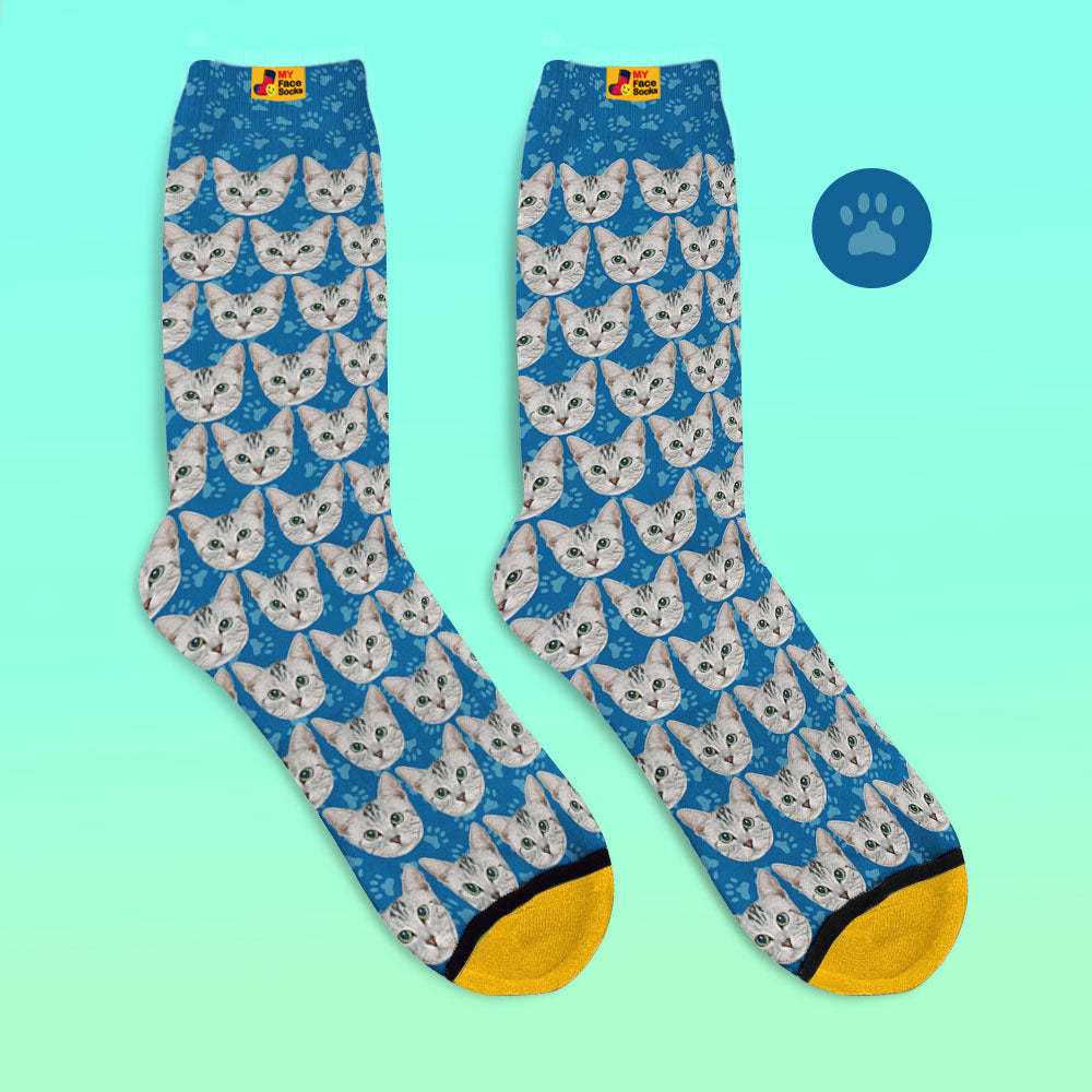 Custom 3D Digital Printed Socks Add Pictures and Name Cat