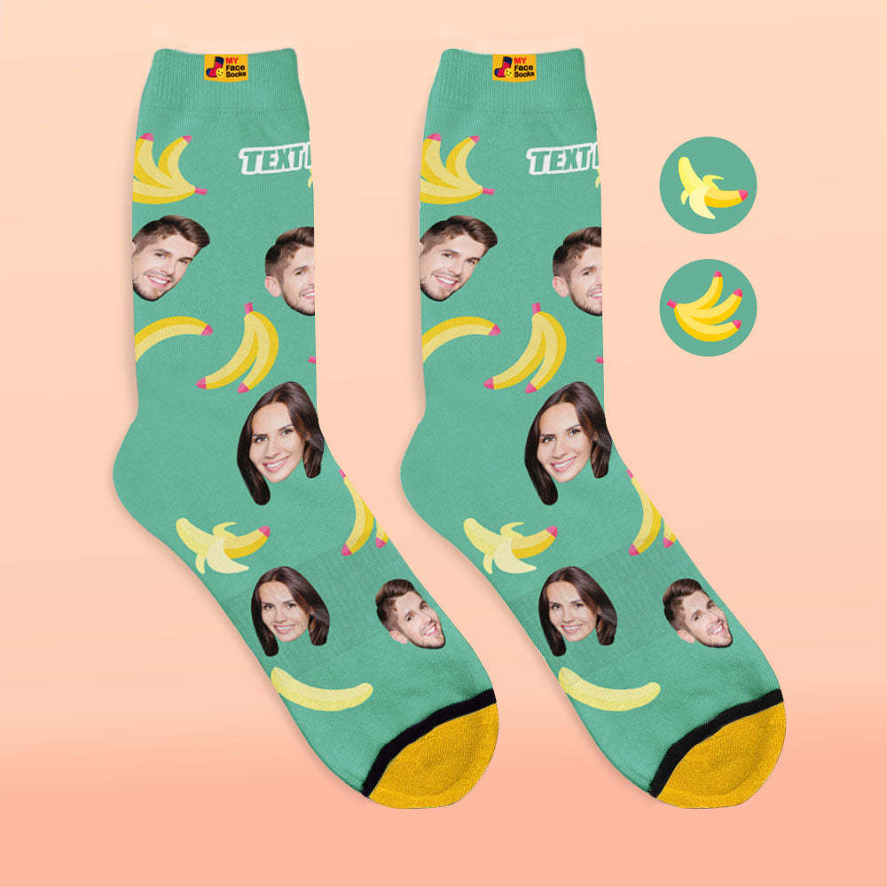 Custom 3D Digital Printed Socks My Face Socks Add Pictures and Name Banana