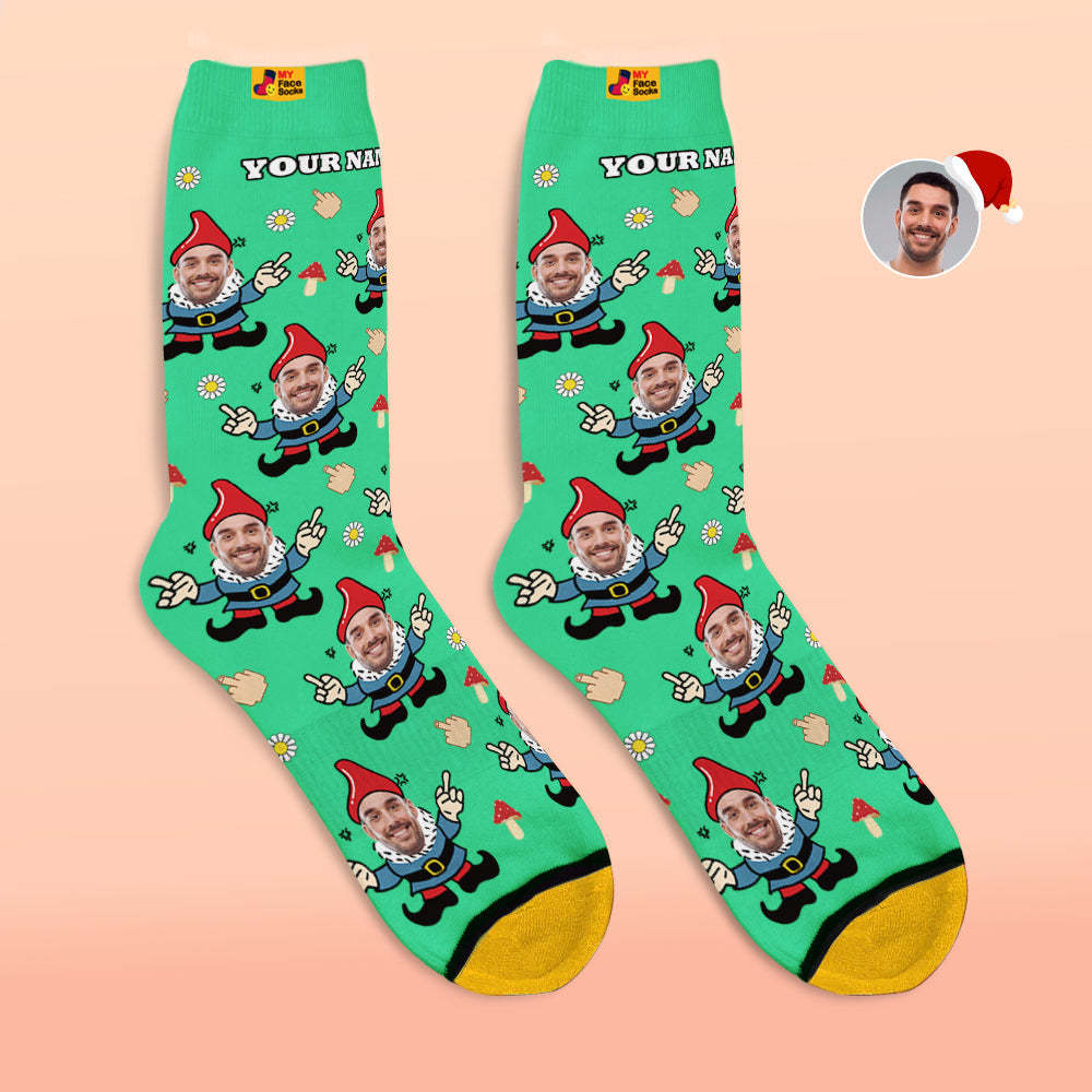 Christmas Gifts,Custom 3D Digital Printed Socks My Face Socks Add Pictures and Name Gnome - MyFaceSocks