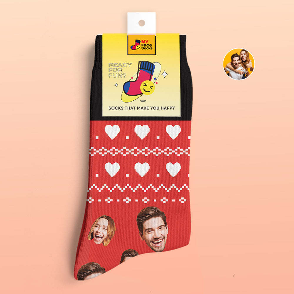 Custom 3D Digital Printed Socks Valentine's Day Gifts Heart Fair Face Socks - MyFaceSocks