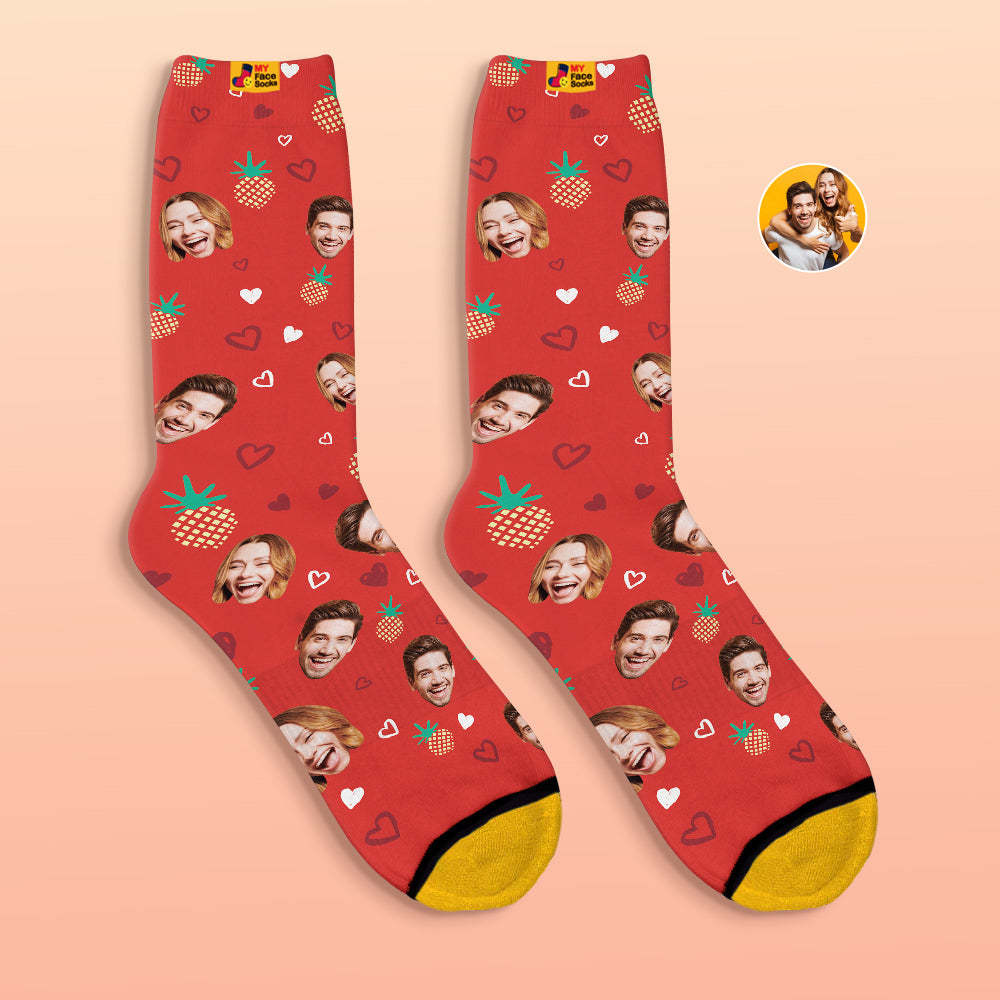 Custom 3D Digital Printed Socks Valentine's Day Gifts Pineapple Face Socks - MyFaceSocks