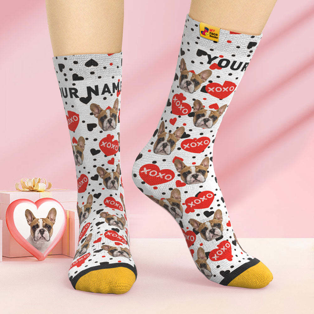 Custom 3D Digital Printed Socks XOXO Face Socks - MyFaceSocks