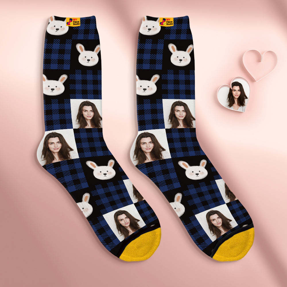 Custom Face Socks Personalized Mother's Day Gifts 3D Digital Printed Socks For Lover-Cute Rabbit - MyFaceSocks