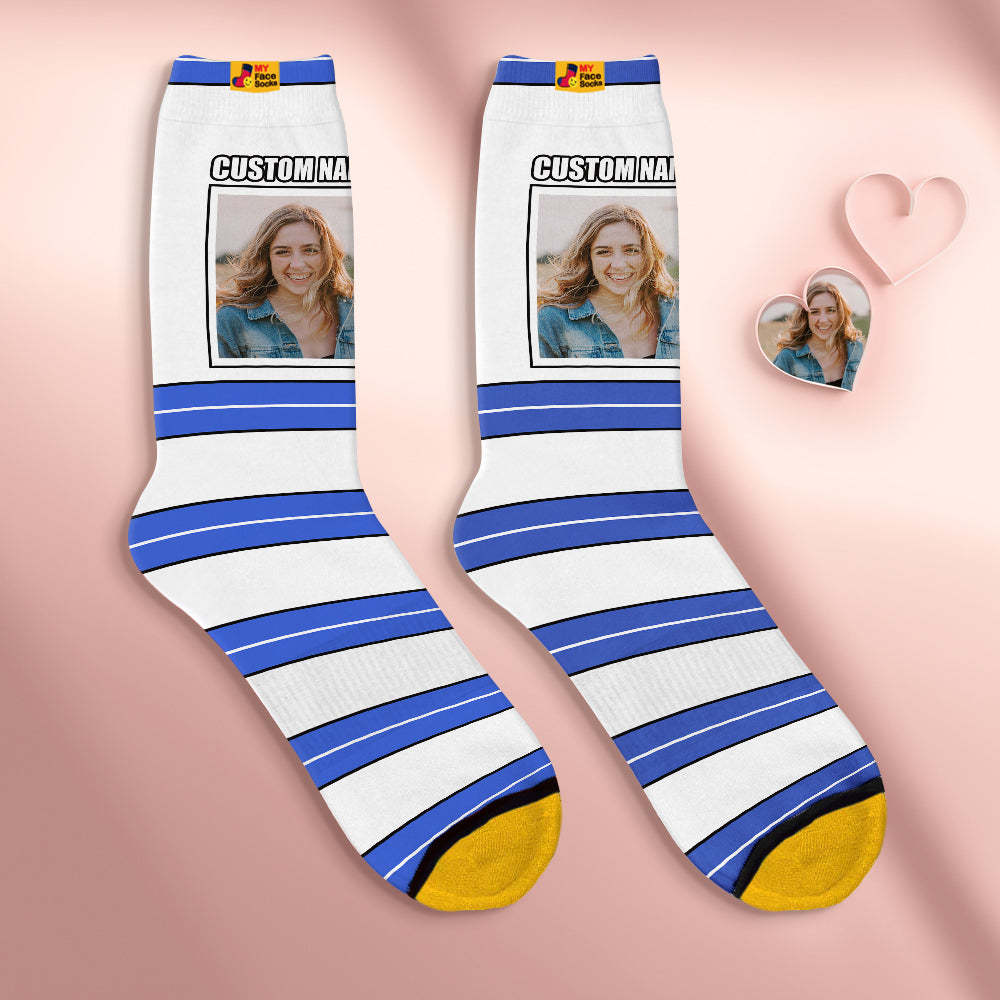 Custom Face Socks Personalized Mother's Day Gifts 3D Digital Printed Socks For Lover-STRIPED - MyFaceSocks