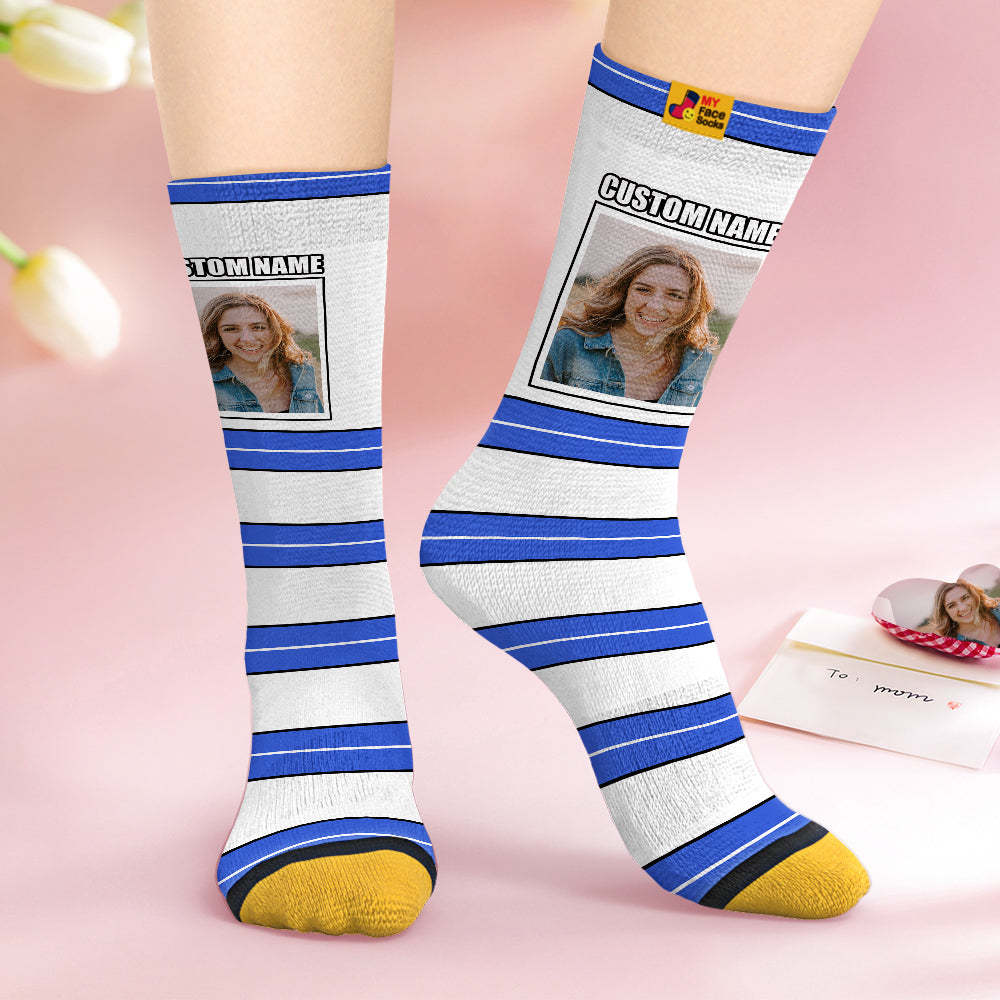 Custom Face Socks Personalized Mother's Day Gifts 3D Digital Printed Socks For Lover-STRIPED - MyFaceSocks