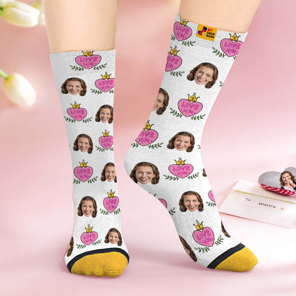 Custom Face Socks Personalized Mother's Day Gifts 3D Digital Printed Socks Love Mom - MyFaceSocks