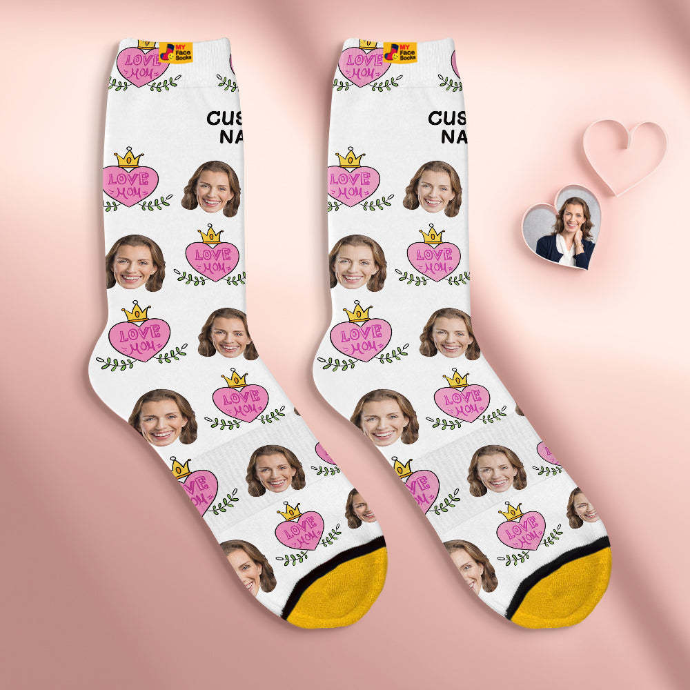 Custom Face Socks Personalized Mother's Day Gifts 3D Digital Printed Socks Love Mom - MyFaceSocks