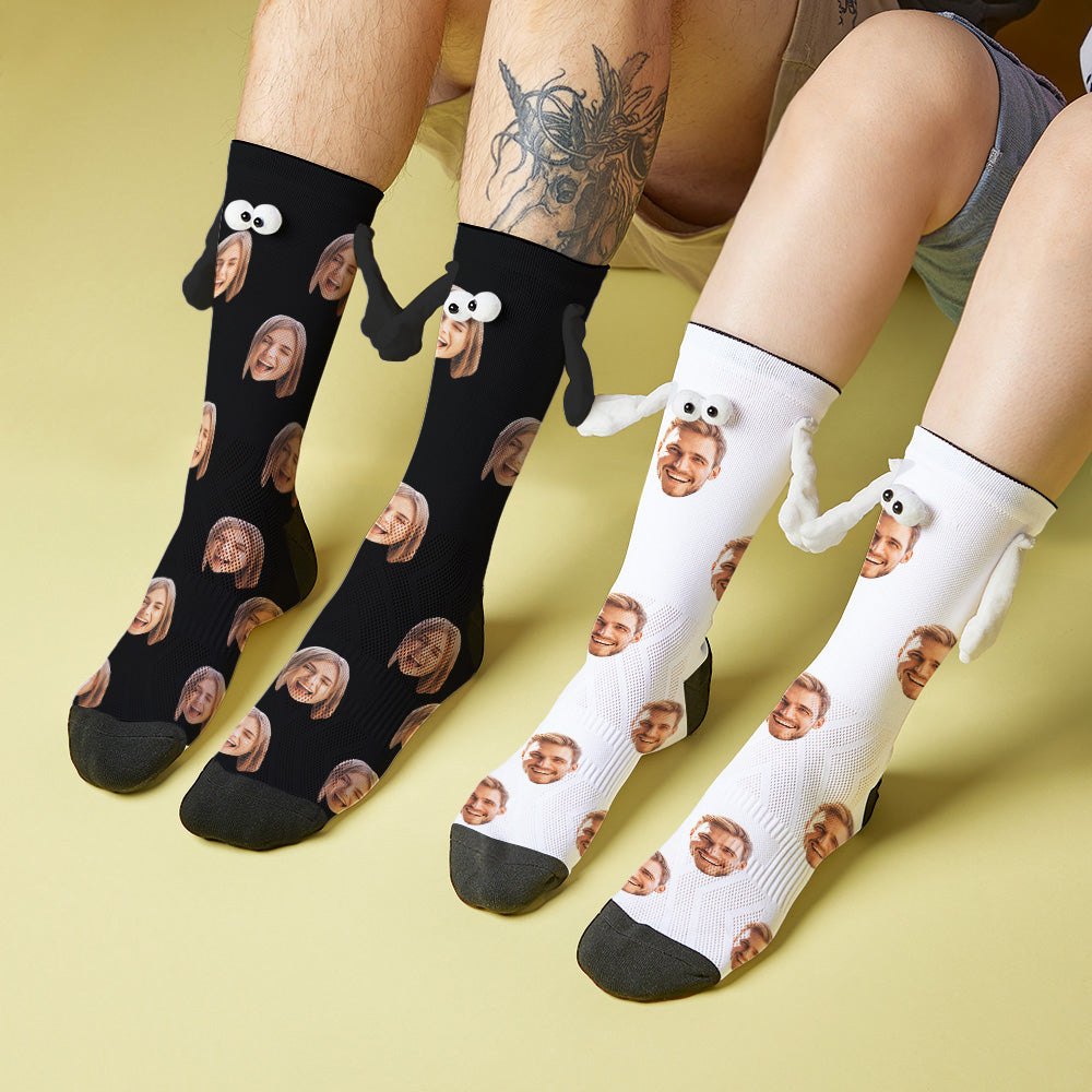 Custom Face Socks Magnetic Holding Hands Suction Funny Holding Hands Socks Lovely Socks for Couple Halloween Gift