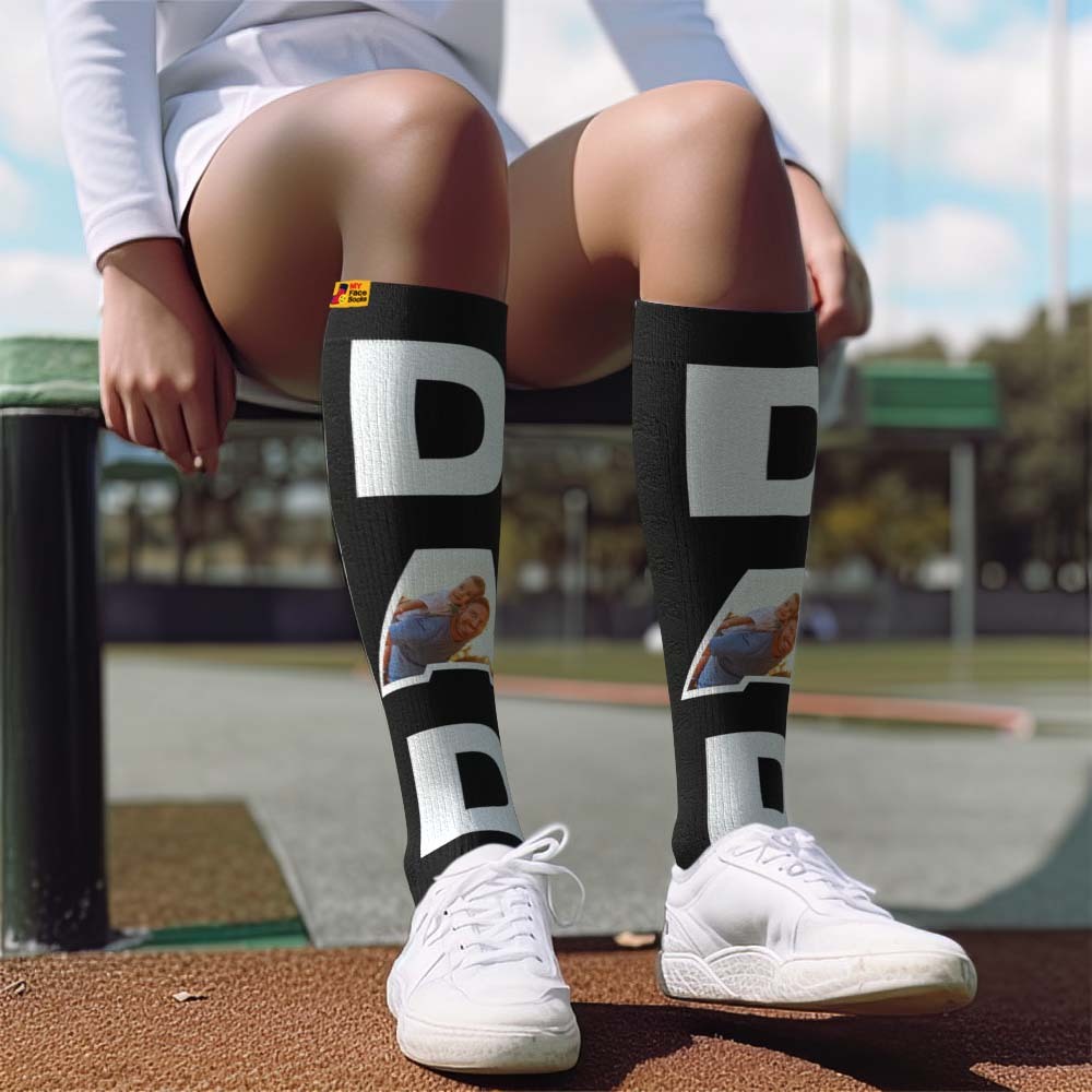 Father's Day Upgrade Custom Breathable Knee-high Compression Socks Online Preview Add Picture And Name DAD