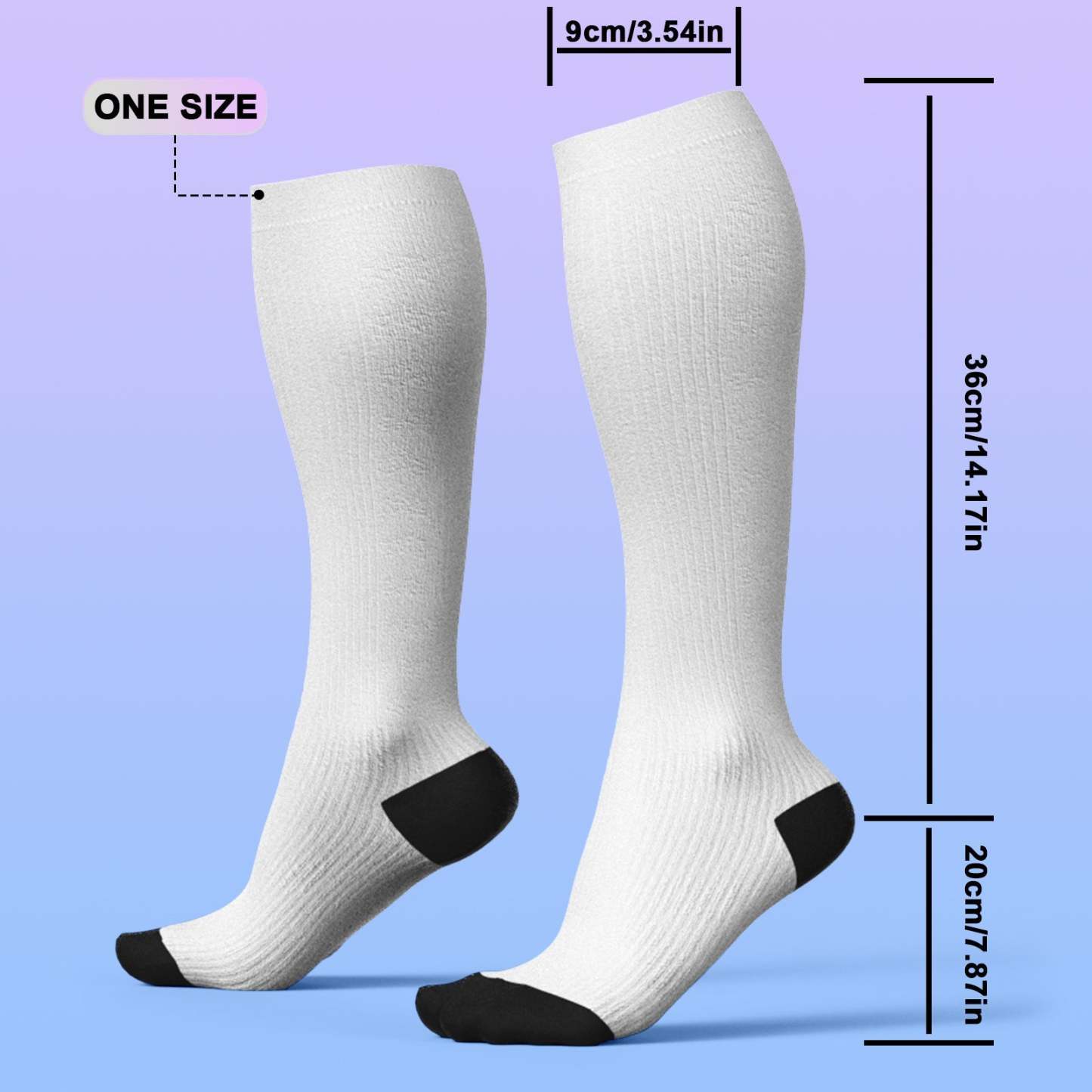 Upgrade Custom Breathable Knee-high Compression Socks Online Preview Add Picture And Name