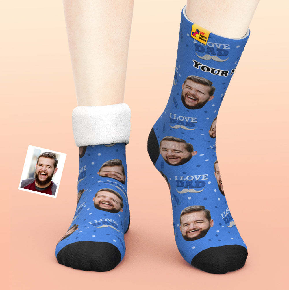 Custom Thick Socks Photo 3D Digital Printed Socks Autumn Winter Warm Socks I Love Dad - MyFaceSocks