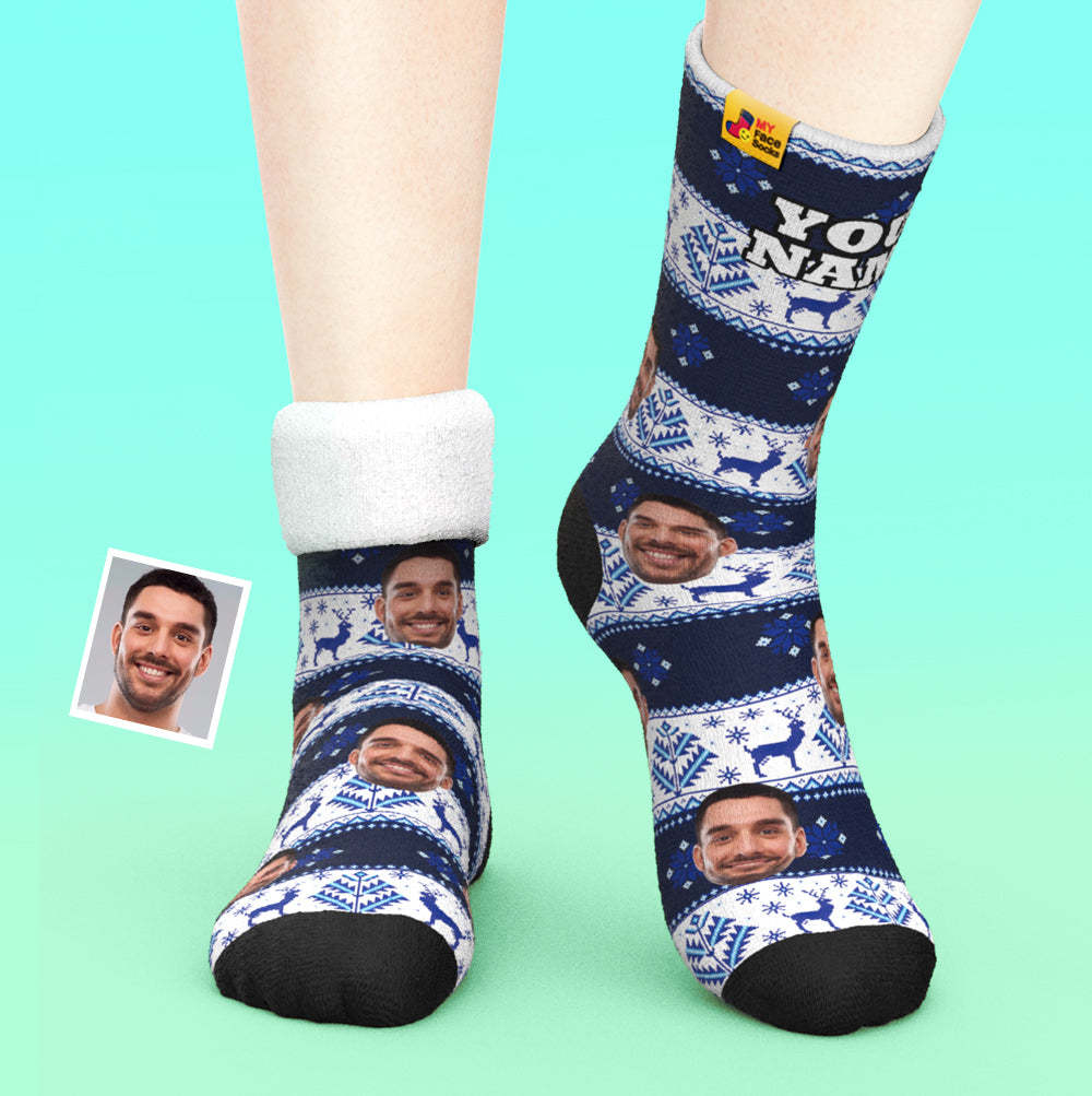Custom Thick Socks Photo 3D Digital Printed Socks Autumn Winter Warm Socks over Nordic Pattern - MyFaceSocks