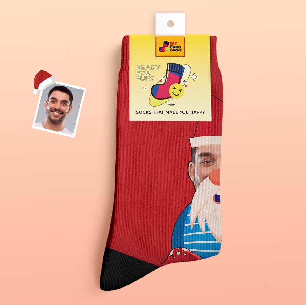 Christmas Gifts,Custom Thick Socks Photo 3D Digital Printed Socks Autumn Winter Warm Socks Christmas Gnome Mushrooms - MyFaceSocks