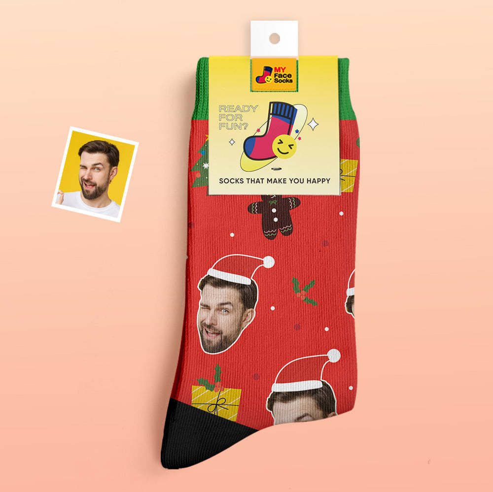 Custom Thick Socks Photo 3D Digital Printed Socks Autumn Winter Warm Socks Santa Claus Hats Christmas Gift - MyFaceSocks