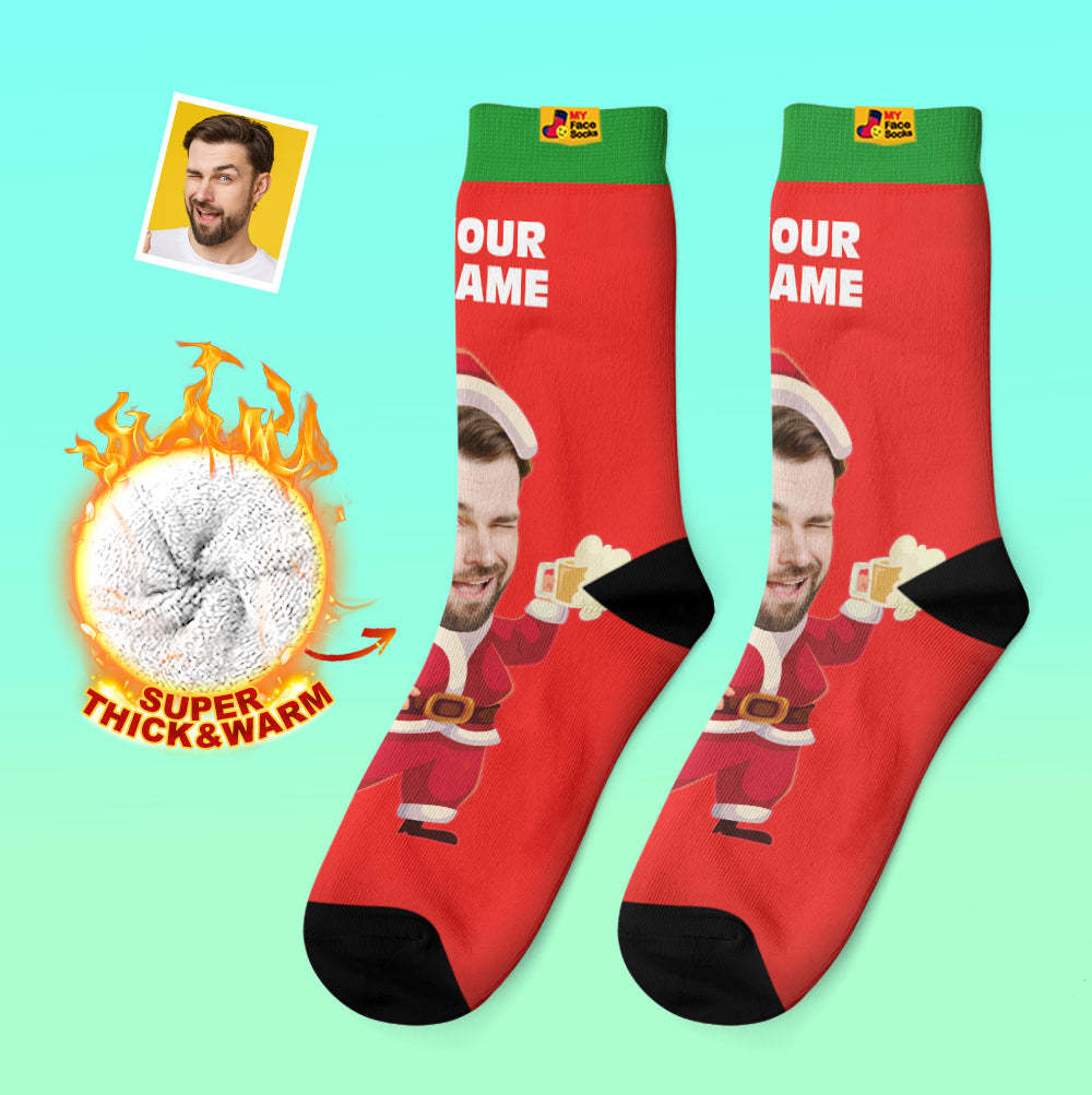 Custom Thick Socks Photo 3D Digital Printed Socks Autumn Winter Warm Socks Happy Face Socks Christmas Gift - MyFaceSocks