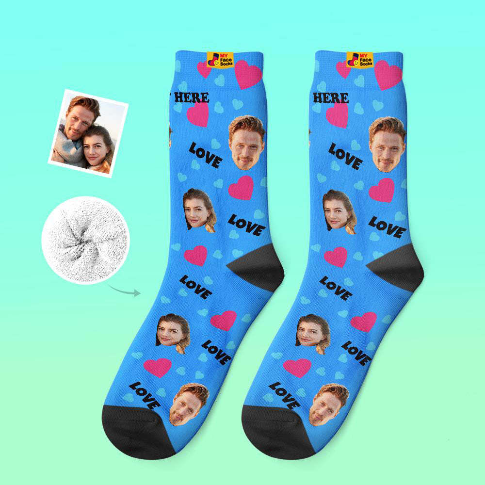 Custom Thick Socks Photo 3D Digital Printed Socks Autumn Winter Warm Socks For Love - MyFaceSocks