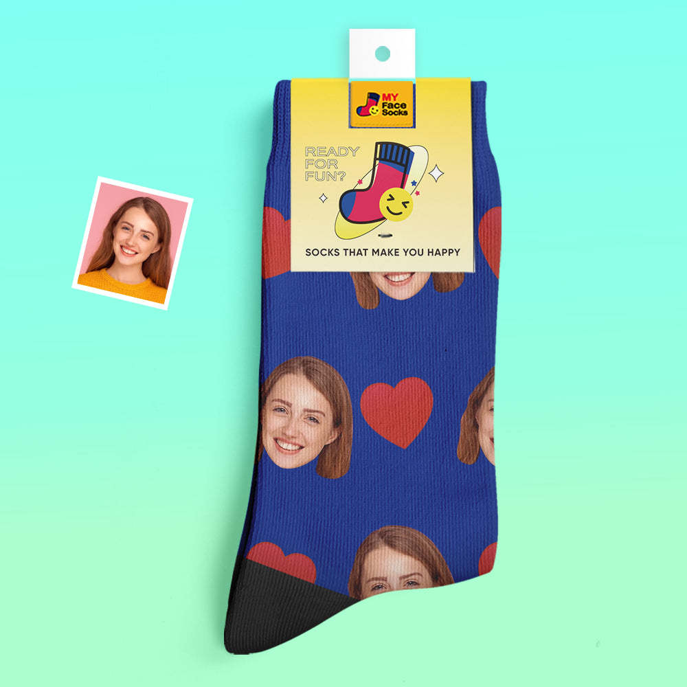 Custom Thick Socks Photo 3D Digital Printed Socks Autumn Winter Warm Socks Love Heart - MyFaceSocks