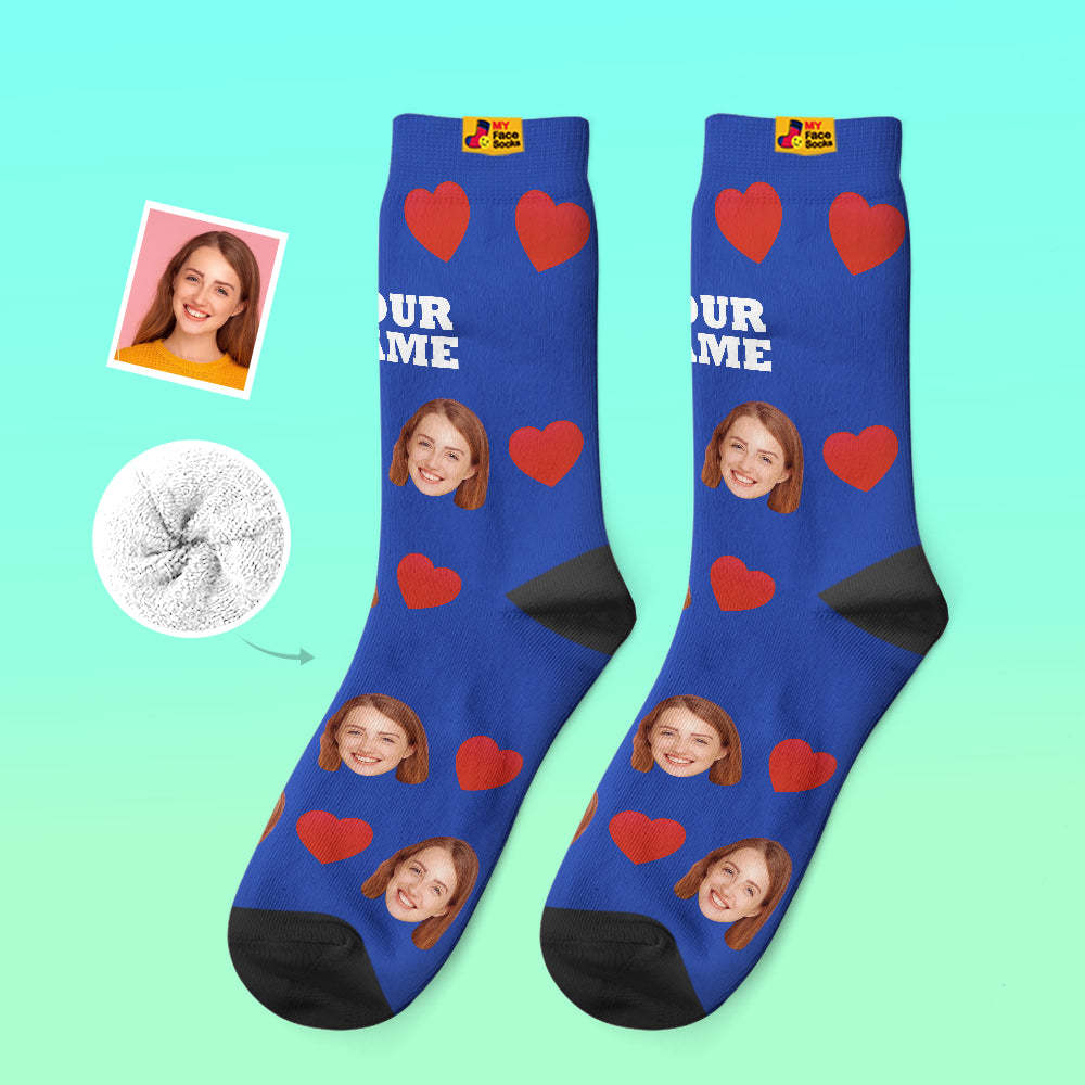 Custom Thick Socks Photo 3D Digital Printed Socks Autumn Winter Warm Socks Love Heart - MyFaceSocks