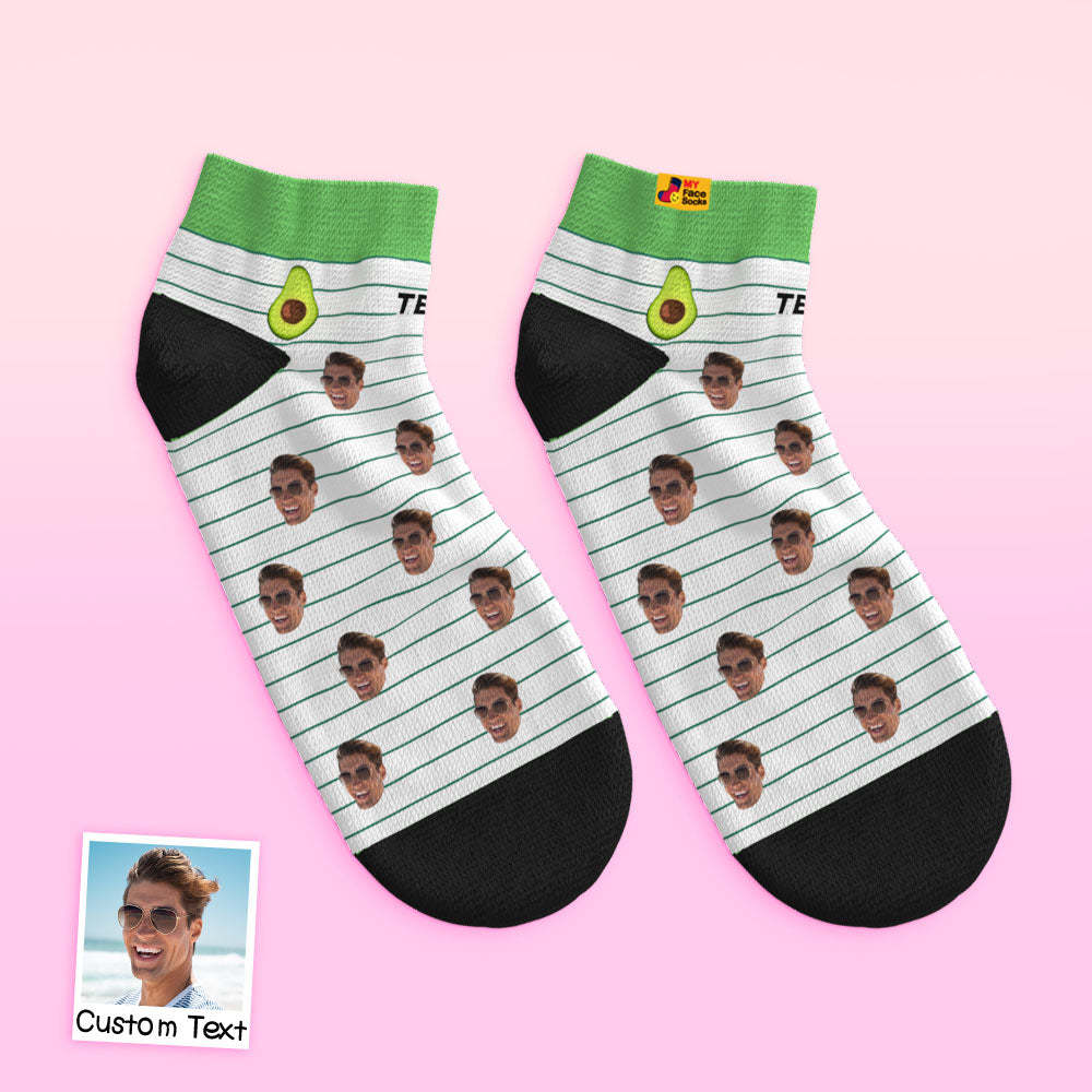 Custom Low cut Ankle Socks Personalized Face Socks Cute Avocado - MyFaceSocks