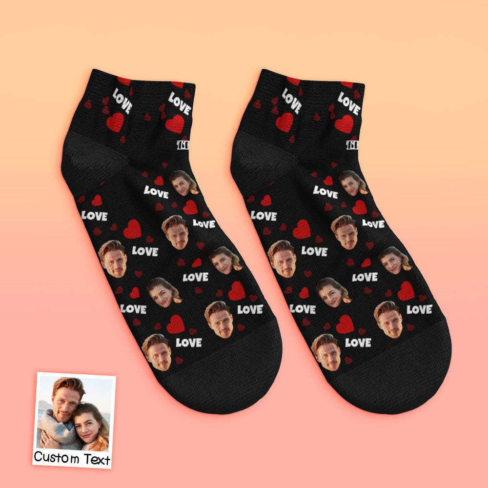 Custom Low Cut Ankle Face Socks For Family - Love