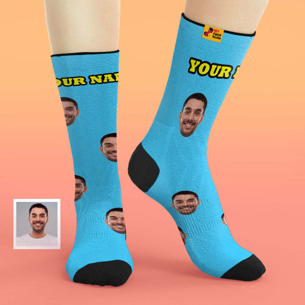 Custom Face Socks Online Preview Add Pictures And Name Colorful