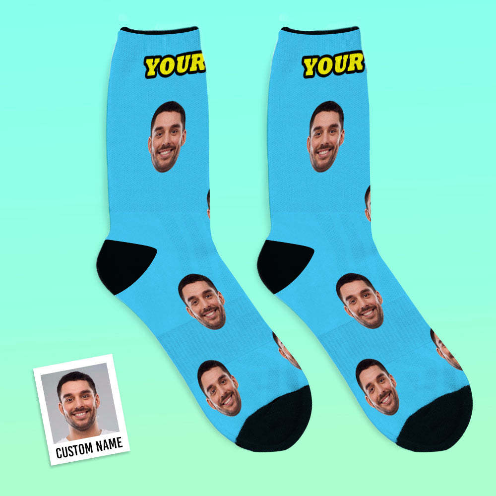 Custom Face Socks Online Preview Add Pictures And Name Colorful