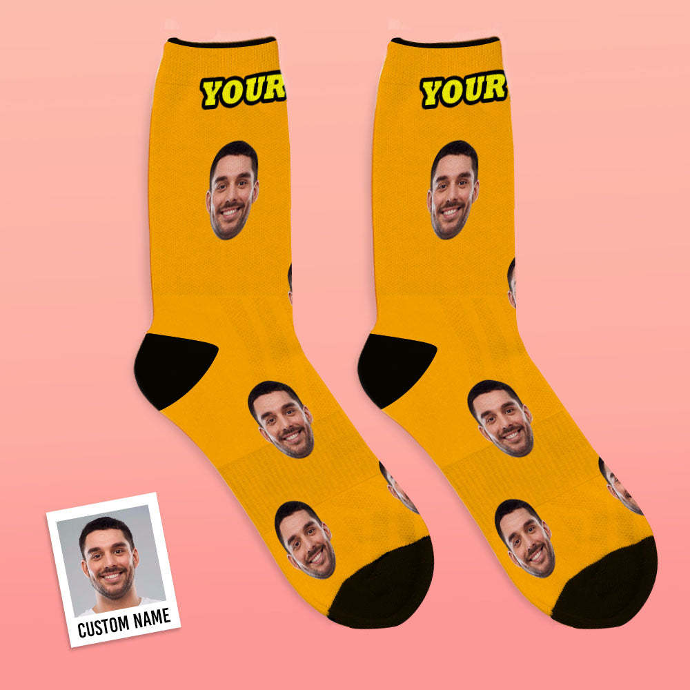 Custom Face Socks Add Pictures And Name Colorful