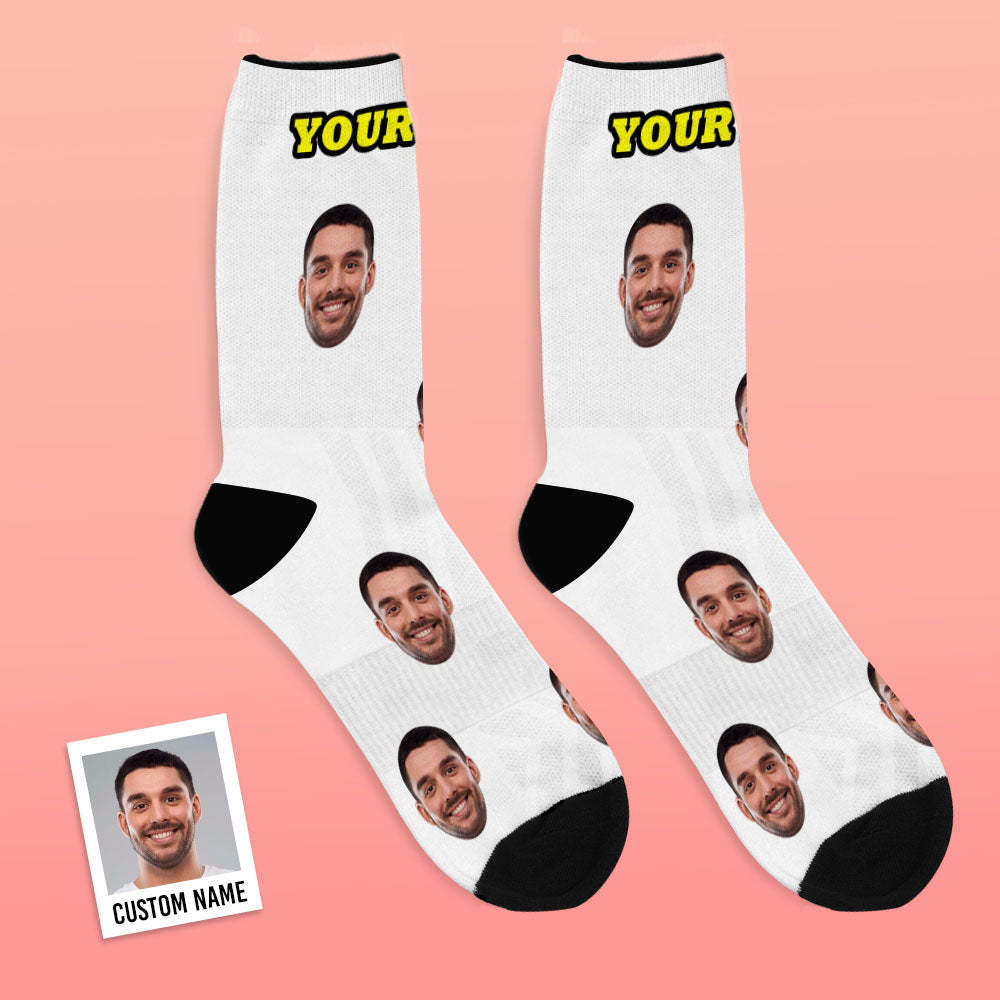 Custom Face Socks Add Pictures And Name Colorful