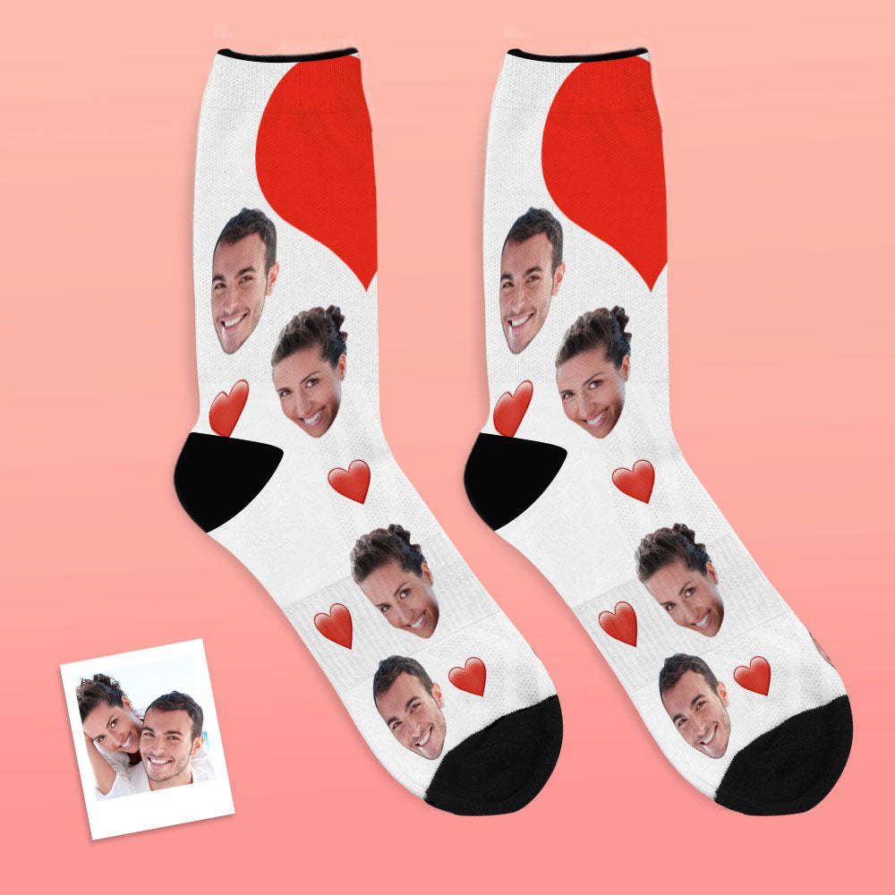 Custom Face Socks Add Pictures and Name - Heart