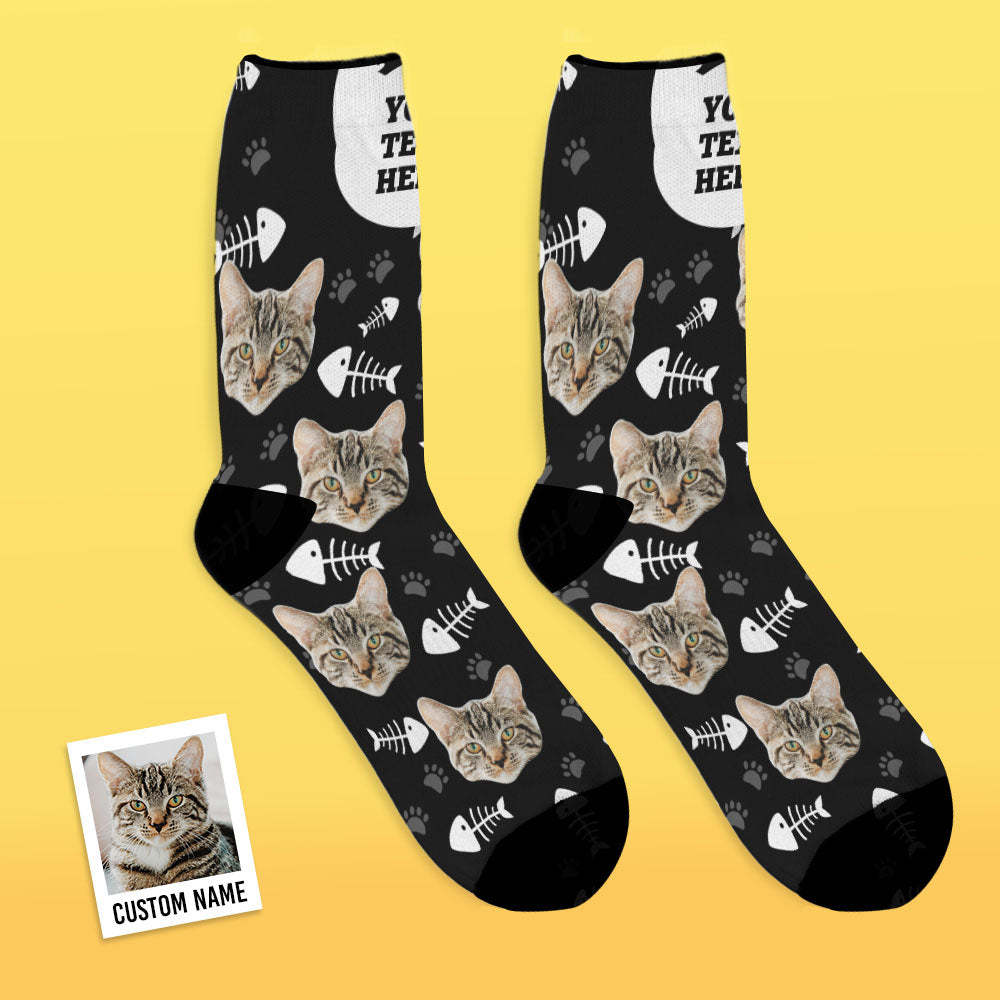 Custom Face Socks Add Pictures and Name - Cat