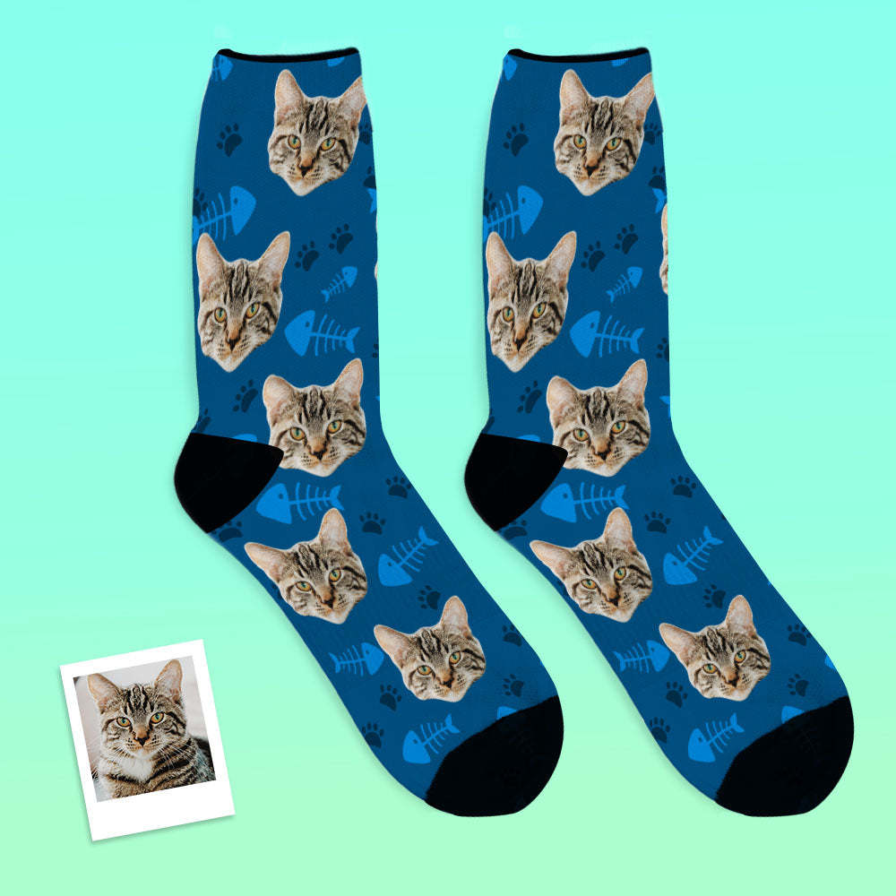Custom Face Socks Add Pictures and Name - Cat