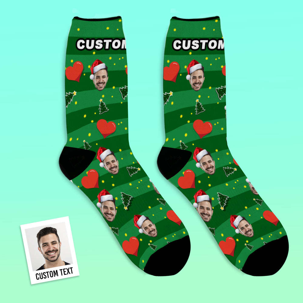 Christmas Gift Custom Face Socks Heart Add Pictures and Name