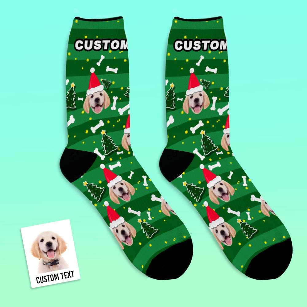 Christmas Gift Ideas, Custom Face Socks Add Pictures and Name Santa Dog