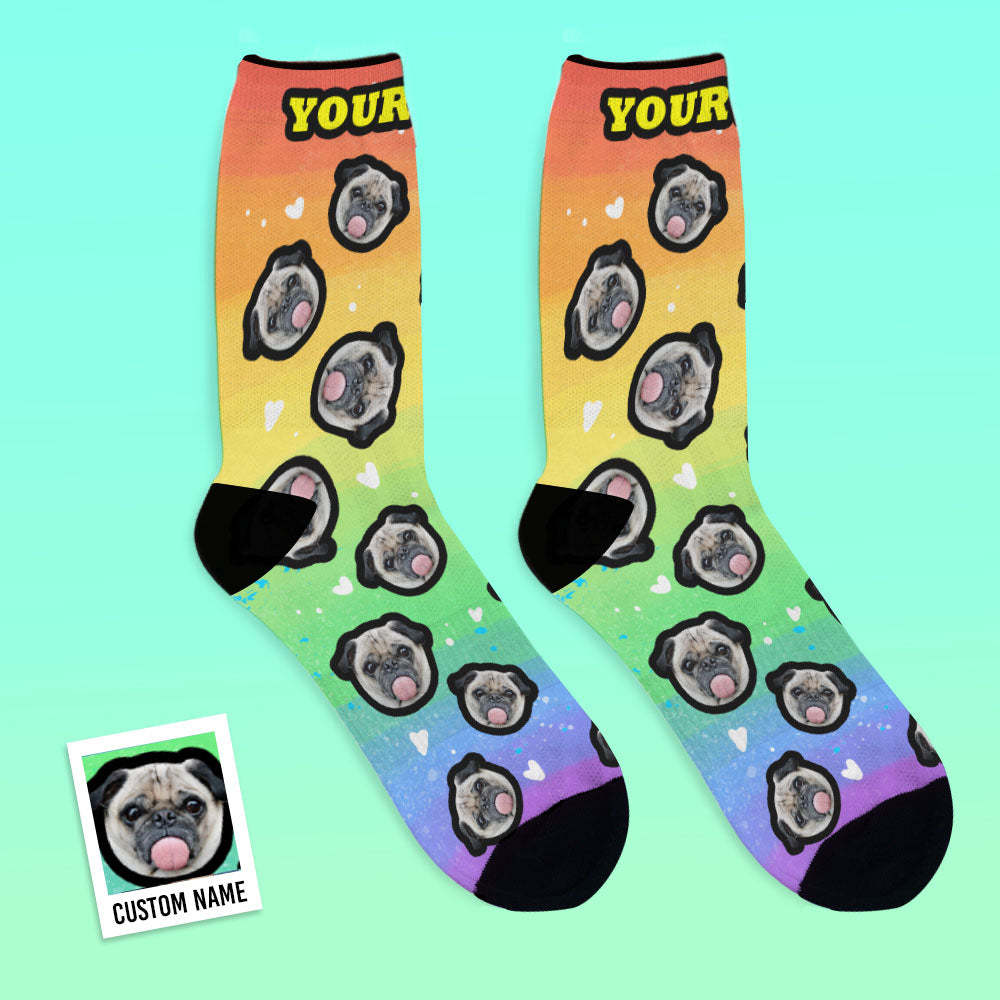Custom Face Rainbow Print Socks