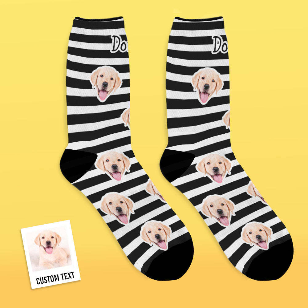 Custom Face Socks Add Pictures And Name Pet Dog Socks - Stripe