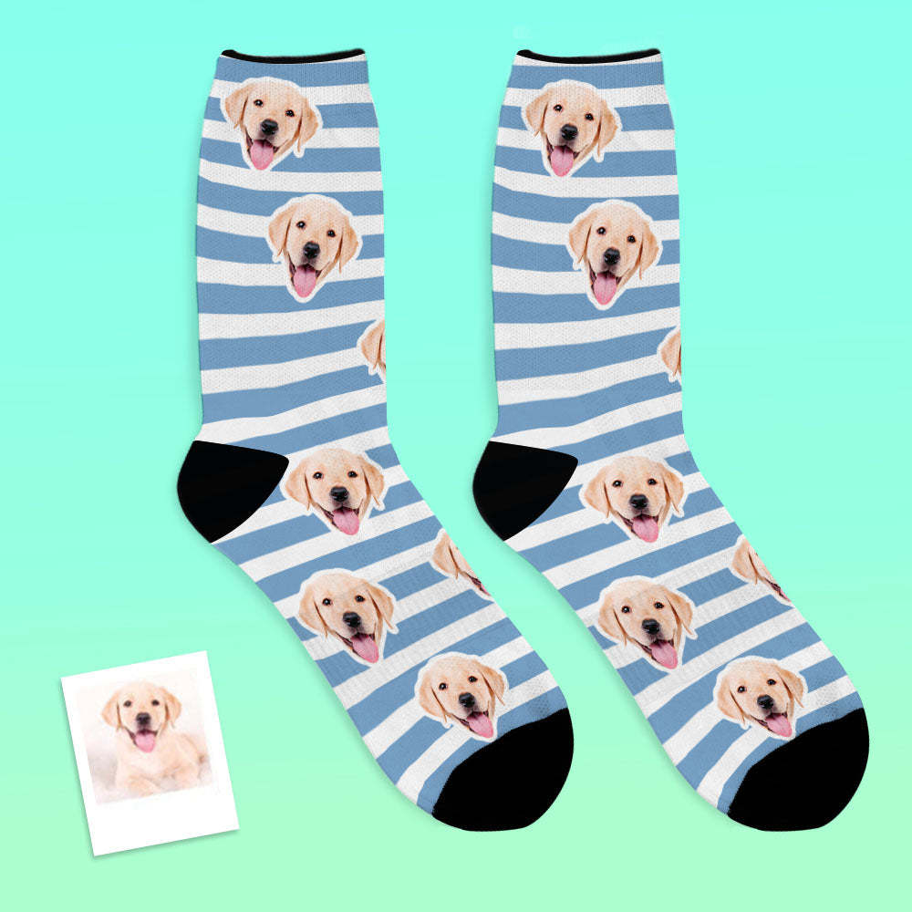 Custom Face Socks Add Pictures And Name Pet Dog Socks - Stripe