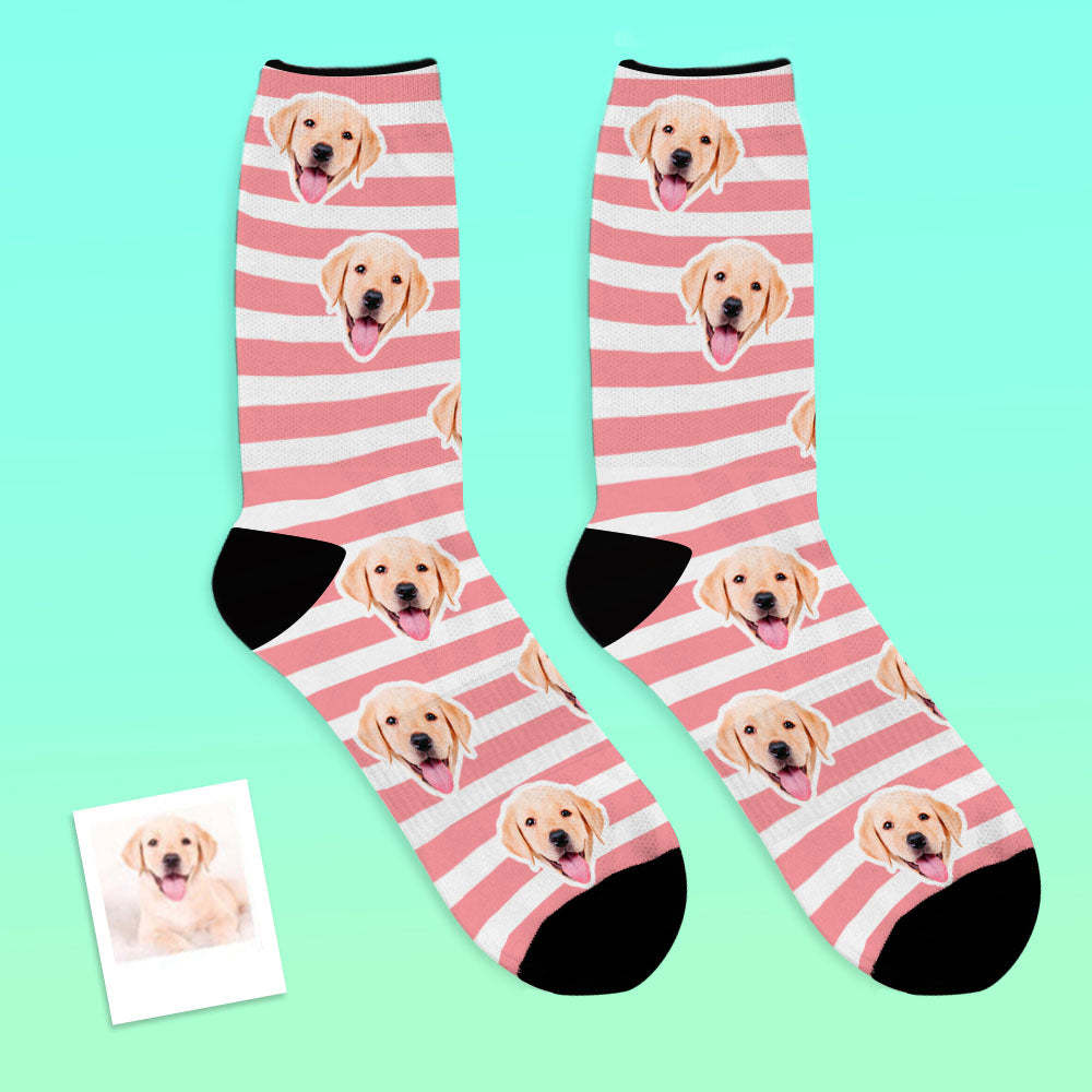 Custom Face Socks Add Pictures And Name Pet Dog Socks - Stripe