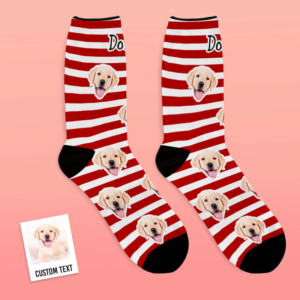 Custom Face Socks Add Pictures And Name Pet Dog Socks - Stripe