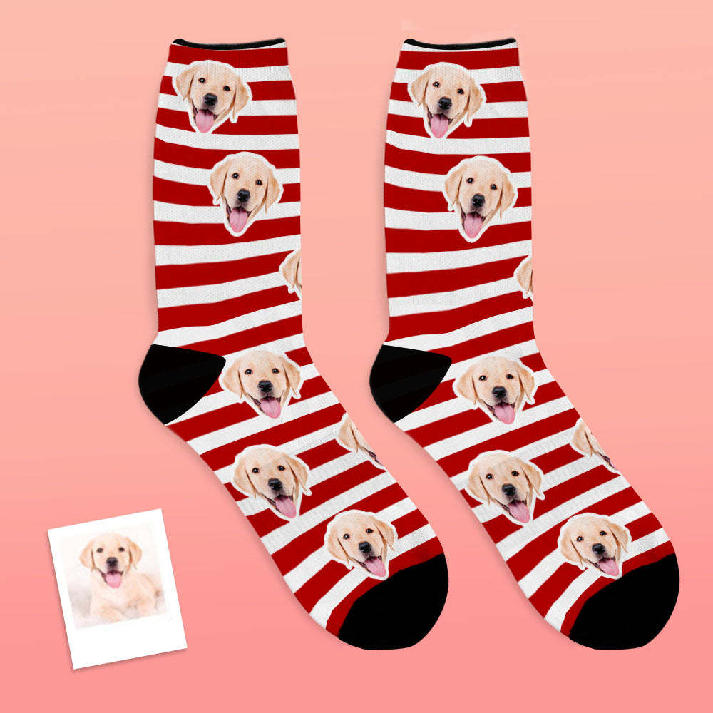 Custom Face Socks Add Pictures And Name Pet Dog Socks - Stripe