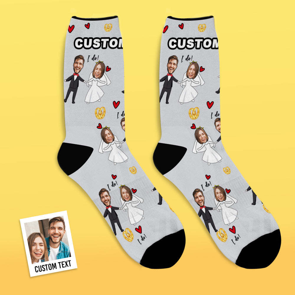 Custom Face Socks Add Pictures and Name Breathable Soft Socks Wedding Dress Socks - MyFaceSocks