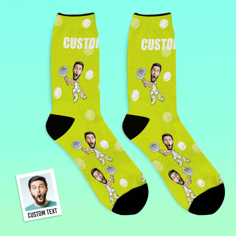 Custom Tennis Face Socks Personalized Sports Socks for Tennis Lovers