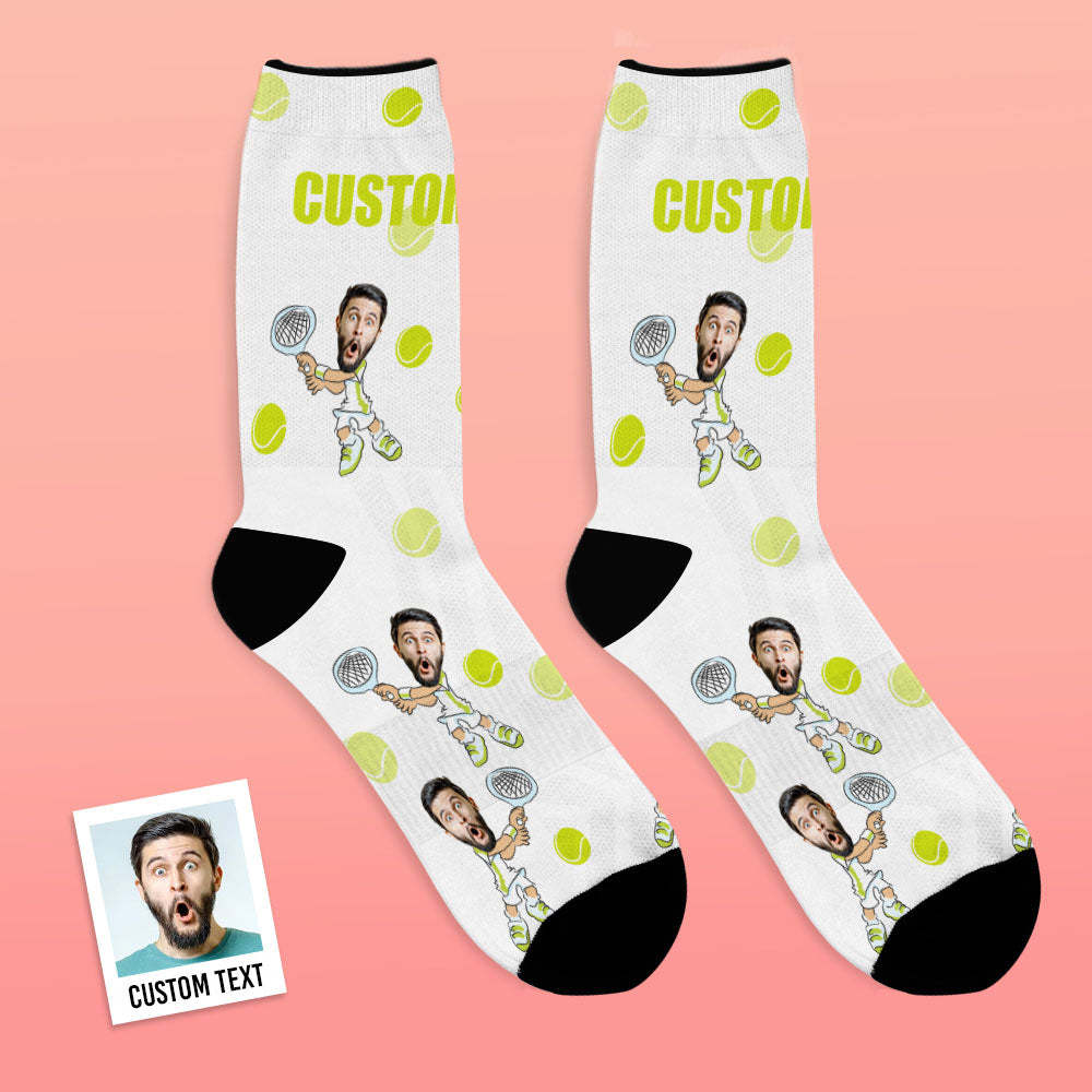 Custom Tennis Face Socks Personalized Sports Socks for Tennis Lovers