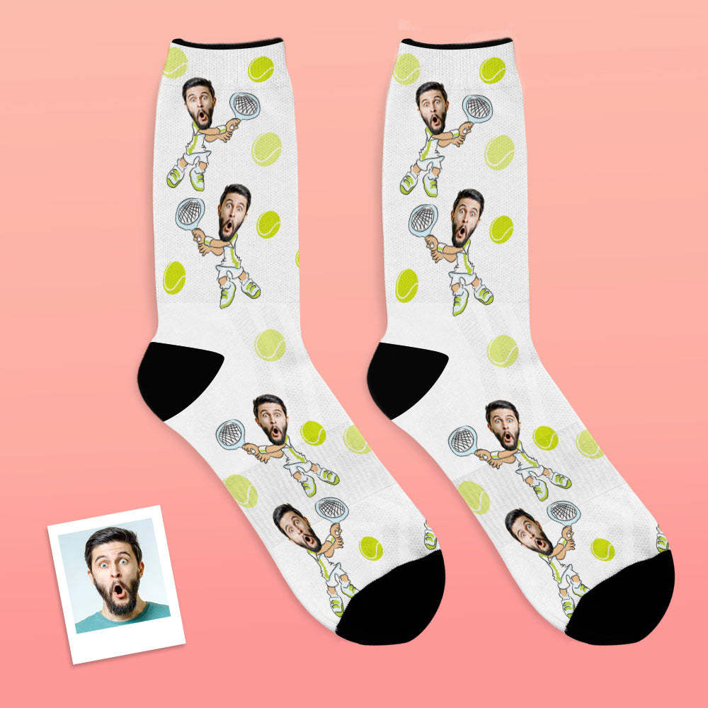 Custom Tennis Face Socks Personalized Sports Socks for Tennis Lovers