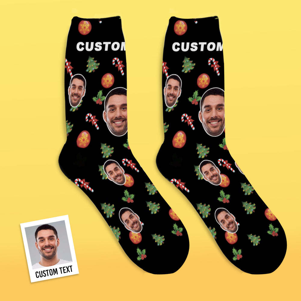 Custom Face Socks Candy Cane Christmas Socks