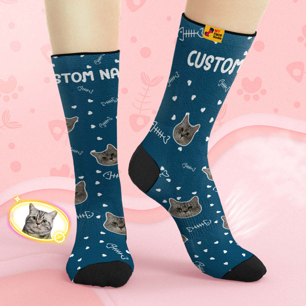 Custom Breathable Face Socks Personalized Soft Socks Gifts Cute Cat Face - MyFaceSocks