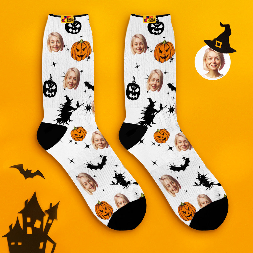 Custom Face Halloween Pumpkin Socks